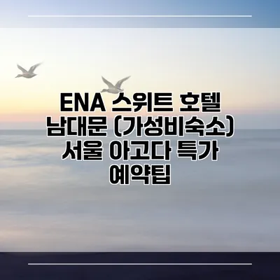 ENA 스위트 호텔 남대문 (가성비숙소) 서울 아고다 특가 예약팁