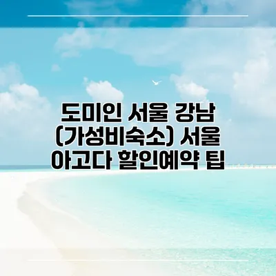 도미인 서울 강남 (가성비숙소) 서울 아고다 할인예약 팁