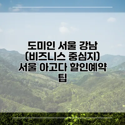 도미인 서울 강남 (비즈니스 중심지) 서울 아고다 할인예약 팁