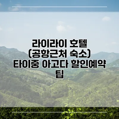 라이라이 호텔 (공항근처 숙소) 타이중 아고다 할인예약 팁