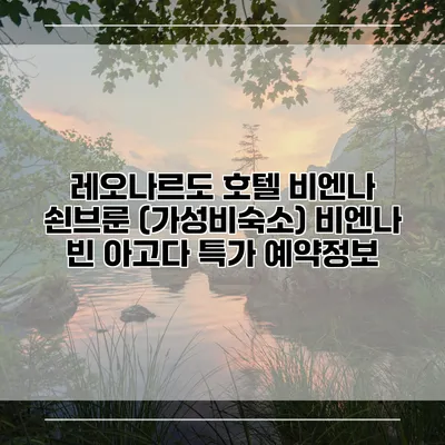 레오나르도 호텔 비엔나 쇤브룬 (가성비숙소) 비엔나 빈 아고다 특가 예약정보
