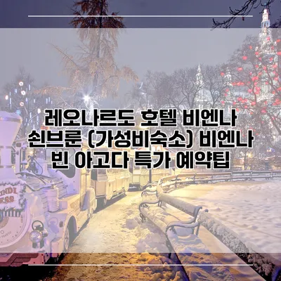 레오나르도 호텔 비엔나 쇤브룬 (가성비숙소) 비엔나 빈 아고다 특가 예약팁