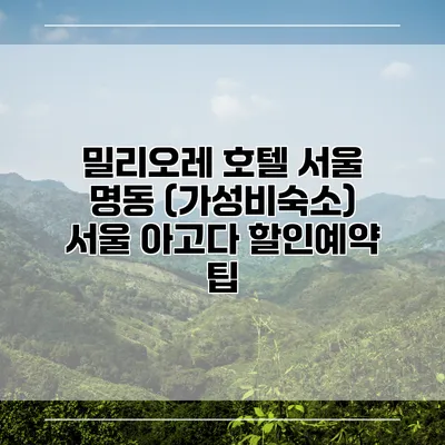 밀리오레 호텔 서울 명동 (가성비숙소) 서울 아고다 할인예약 팁