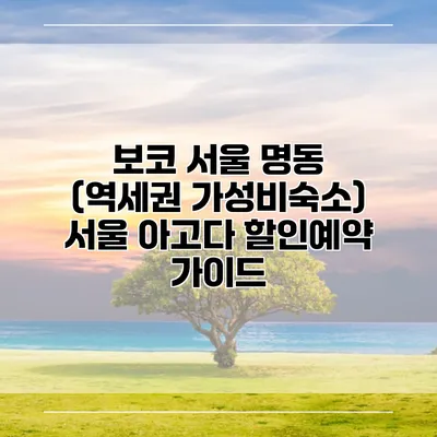 보코 서울 명동 (역세권 가성비숙소) 서울 아고다 할인예약 가이드