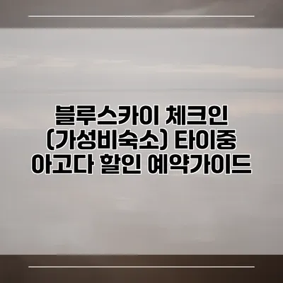 블루스카이 체크인 (가성비숙소) 타이중 아고다 할인 예약가이드