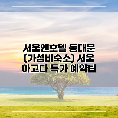 서울앤호텔 동대문 (가성비숙소) 서울 아고다 특가 예약팁