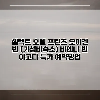 셀렉트 호텔 프린츠 오이겐 빈 (가성비숙소) 비엔나 빈 아고다 특가 예약방법