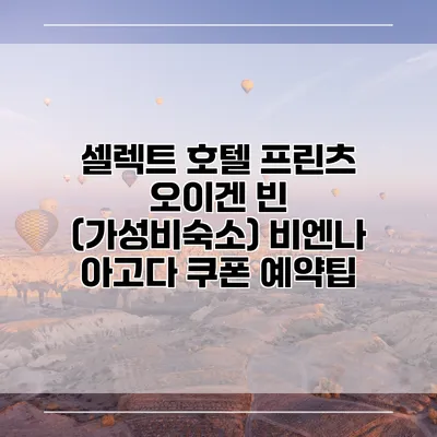 셀렉트 호텔 프린츠 오이겐 빈 (가성비숙소) 비엔나 아고다 쿠폰 예약팁