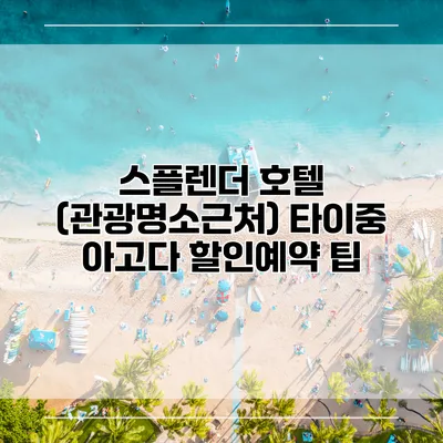 스플렌더 호텔 (관광명소근처) 타이중 아고다 할인예약 팁
