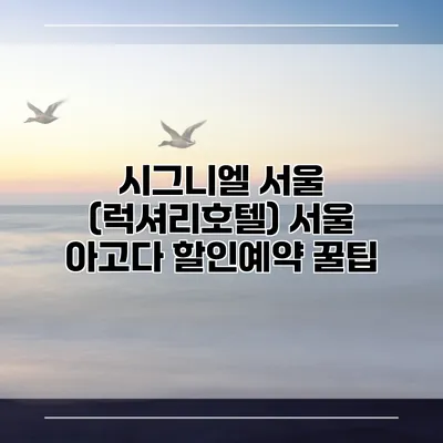 시그니엘 서울 (럭셔리호텔) 서울 아고다 할인예약 꿀팁