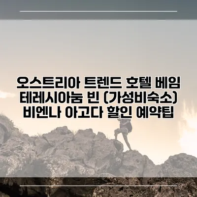 오스트리아 트렌드 호텔 베임 테레시아눔 빈 (가성비숙소) 비엔나 아고다 할인 예약팁