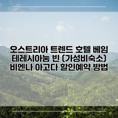 오스트리아 트렌드 호텔 베임 테레시아눔 빈 (가성비숙소) 비엔나 아고다 할인예약 방법