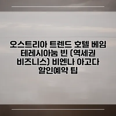 오스트리아 트렌드 호텔 베임 테레시아눔 빈 (역세권 비즈니스) 비엔나 아고다 할인예약 팁