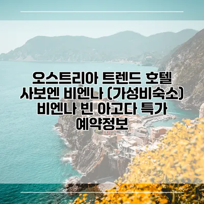 오스트리아 트렌드 호텔 사보엔 비엔나 (가성비숙소) 비엔나 빈 아고다 특가 예약정보