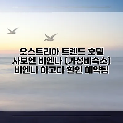 오스트리아 트렌드 호텔 사보엔 비엔나 (가성비숙소) 비엔나 아고다 할인 예약팁