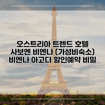 오스트리아 트렌드 호텔 사보엔 비엔나 (가성비숙소) 비엔나 아고다 할인예약 비밀