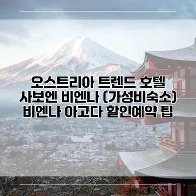 오스트리아 트렌드 호텔 사보엔 비엔나 (가성비숙소) 비엔나 아고다 할인예약 팁