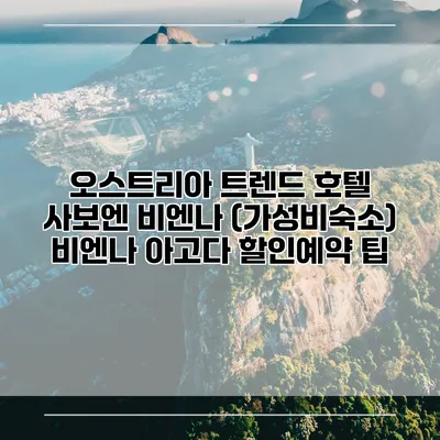 오스트리아 트렌드 호텔 사보엔 비엔나 (가성비숙소) 비엔나 아고다 할인예약 팁