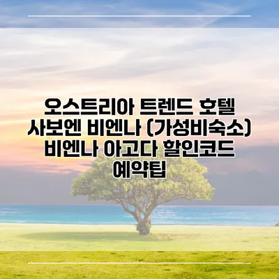 오스트리아 트렌드 호텔 사보엔 비엔나 (가성비숙소) 비엔나 아고다 할인코드 예약팁