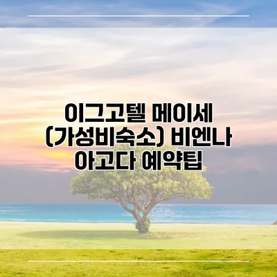 이그고텔 메이세 (가성비숙소) 비엔나 아고다 예약팁