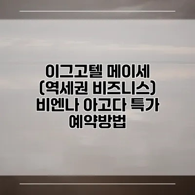이그고텔 메이세 (역세권 비즈니스) 비엔나 아고다 특가 예약방법