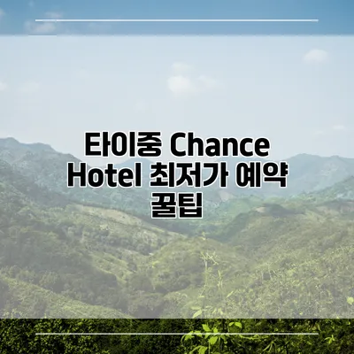 타이중 Chance Hotel 최저가 예약 꿀팁