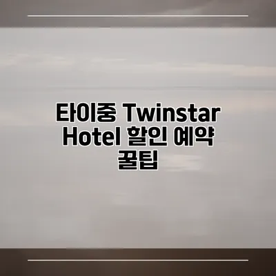 타이중 Twinstar Hotel 할인 예약 꿀팁