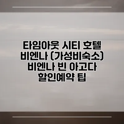 타임아웃 시티 호텔 비엔나 (가성비숙소) 비엔나 빈 아고다 할인예약 팁