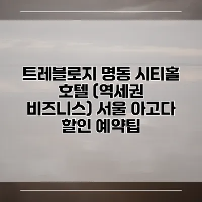 트레블로지 명동 시티홀 호텔 (역세권 비즈니스) 서울 아고다 할인 예약팁
