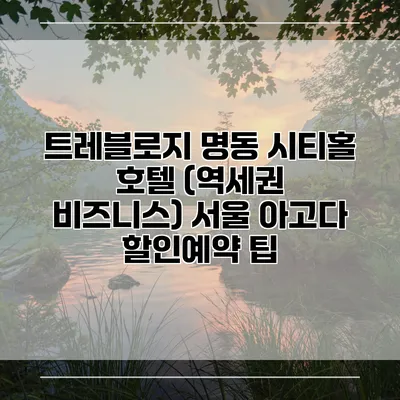 트레블로지 명동 시티홀 호텔 (역세권 비즈니스) 서울 아고다 할인예약 팁