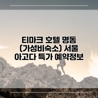 티마크 호텔 명동 (가성비숙소) 서울 아고다 특가 예약정보