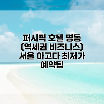 퍼시픽 호텔 명동 (역세권 비즈니스) 서울 아고다 최저가 예약팁