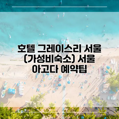 호텔 그레이스리 서울 (가성비숙소) 서울 아고다 예약팁