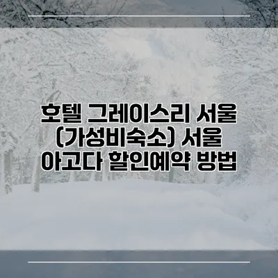 호텔 그레이스리 서울 (가성비숙소) 서울 아고다 할인예약 방법