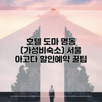 호텔 도마 명동 (가성비숙소) 서울 아고다 할인예약 꿀팁
