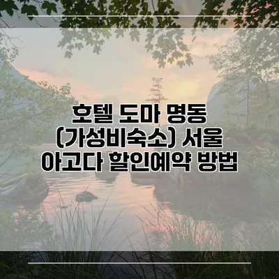 호텔 도마 명동 (가성비숙소) 서울 아고다 할인예약 방법