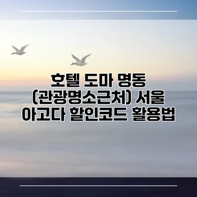 호텔 도마 명동 (관광명소근처) 서울 아고다 할인코드 활용법