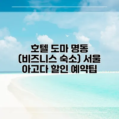 호텔 도마 명동 (비즈니스 숙소) 서울 아고다 할인 예약팁