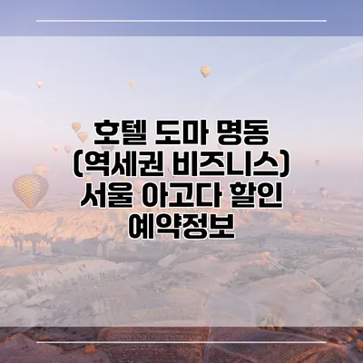 호텔 도마 명동 (역세권 비즈니스) 서울 아고다 할인 예약정보