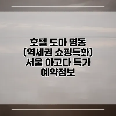 호텔 도마 명동 (역세권 쇼핑특화) 서울 아고다 특가 예약정보