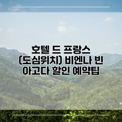 호텔 드 프랑스 (도심위치) 비엔나 빈 아고다 할인 예약팁