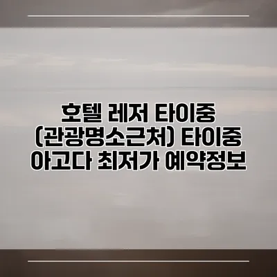 호텔 레저 타이중 (관광명소근처) 타이중 아고다 최저가 예약정보
