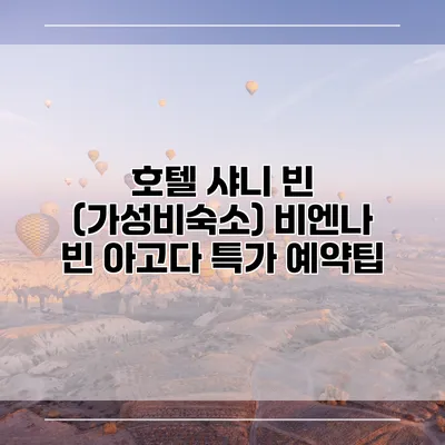 호텔 샤니 빈 (가성비숙소) 비엔나 빈 아고다 특가 예약팁