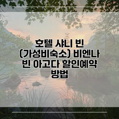 호텔 샤니 빈 (가성비숙소) 비엔나 빈 아고다 할인예약 방법