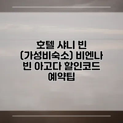 호텔 샤니 빈 (가성비숙소) 비엔나 빈 아고다 할인코드 예약팁