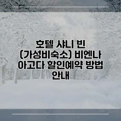 호텔 샤니 빈 (가성비숙소) 비엔나 아고다 할인예약 방법 안내
