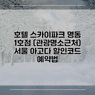 호텔 스카이파크 명동 1호점 (관광명소근처) 서울 아고다 할인코드 예약법