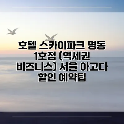 호텔 스카이파크 명동 1호점 (역세권 비즈니스) 서울 아고다 할인 예약팁