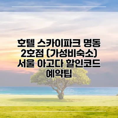 호텔 스카이파크 명동 2호점 (가성비숙소) 서울 아고다 할인코드 예약팁