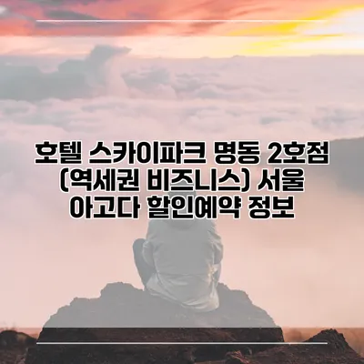 호텔 스카이파크 명동 2호점 (역세권 비즈니스) 서울 아고다 할인예약 정보